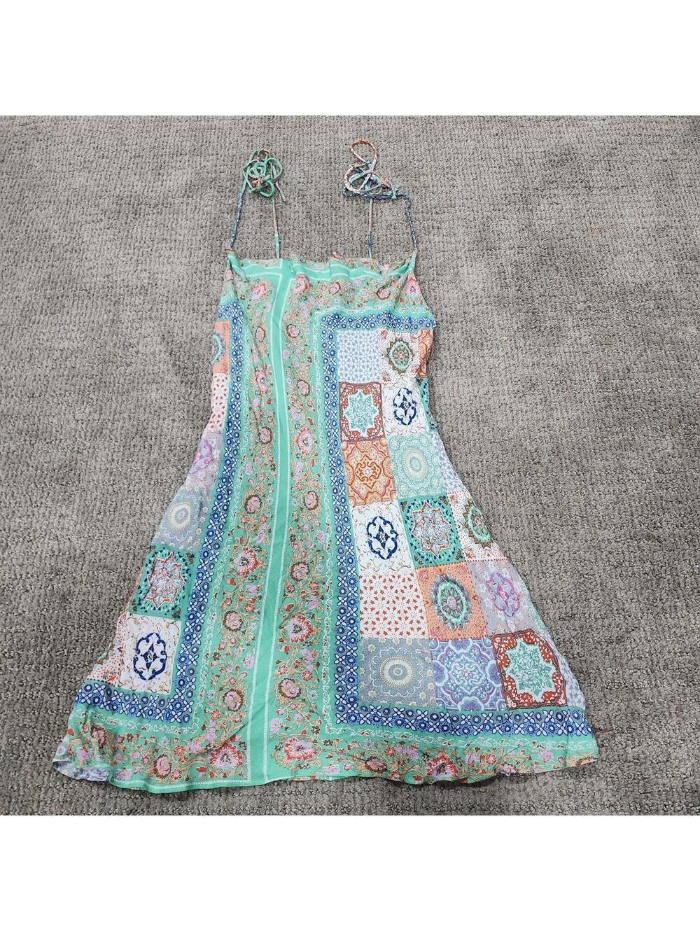 Skylar + Madison Bohemian Style Patchwork Print Spaghetti Strap Dress Medium